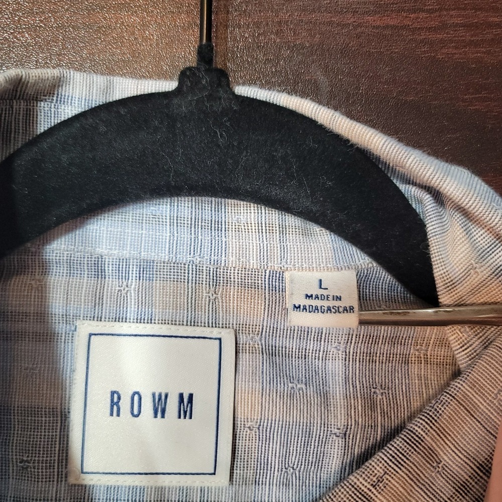 ROWM Men's Blue Plaid Long Sleeve Shirt Lrg - Picture 2 of 14